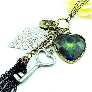 Peacock Feather Crystal Necklace