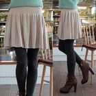 CLICK - A-Line Pleated Rib-Knit Skirt