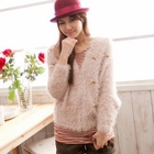 CatWorld - Rosette-Accent Hooded Furry-Knit Top