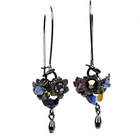 Truffles - Black Flower Long Earrings