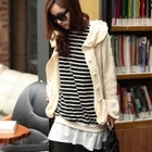 NunBusin - Hooded Scallop-Hem Cardigan