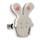 Sweet & Co. - Sweet White Bunny Cupcake of Heart Silver Ring