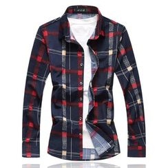 Peibo - Long-Sleeve Plaid Shirt Peibo - Long-Sleeve Plaid Shirt
