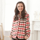 eFashion - Knit-Panel Hooded Check Jacket