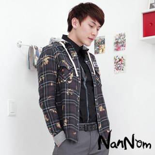 Hooded Plaid Shirt Jacket Hooded Plaid Shirt Jacket