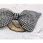 Fit-to-Kill - Leather Bow Hairpin With Diamond -Black