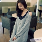 OrangeBear - Cut Away-Shoulder Cable Knit Tunic