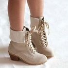 Lane172 - Rib-Trim Lace-Up Boots