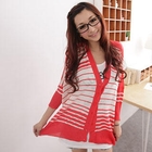 D.P-Shop - Striped V-Neck Knit Cardigan