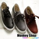 Monkey Shop - Faux-Leather Lace-Up Sneakers