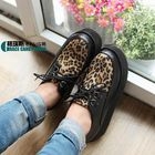 Grace Candy - Leopard-Panel Lace-Up Platform Flats