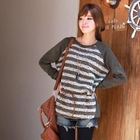 CLICK - Dolman Sleeve Striped Knit Top