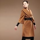 J.Ryu - Set: 3/4-Sleeve Wool Coat + Genuine Leather Belt