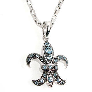 'Fleur de Lis' Blue Topaz Pndant 