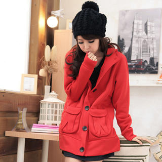 Single-Breasted Hooded Jacket Single-Breasted Hooded Jacket
