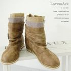 lovemark - Knit Trim Strappy Boots
