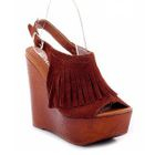 Lane172 - Genuine Leather Fringed Wedge Sandals