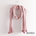 WIWI - Pompom-Accent Fringed Knit Scarf