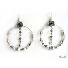 Fit-to-Kill - Grey floral crystals earrings
