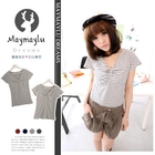 Maymaylu Dreams - Striped V-Neck Cotton Tee