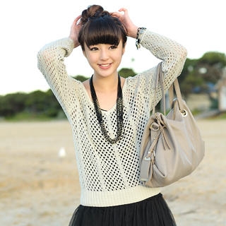 Long-Sleeve Open-Knit Top