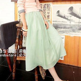Elastic-Waist Chiffon Long Skirt Elastic-Waist Chiffon Long Skirt