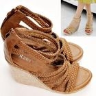 Miss Hong - Weaved Strappy Wedge Sandals