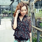CatWorld - Set: Cat-Print Chiffon Top + Camisole