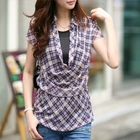 Jcstyle - Drape Front Plaid Shirt