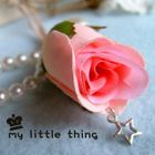 MyLittleThing - Romantic Wild Rose Long Necklace(White Leather)