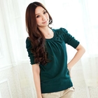 Tokyo Fashion - Bow-Accent Ruched-Sleeve Top