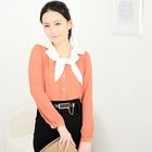 59th Street - Contrast-Collar Chiffon Blouse
