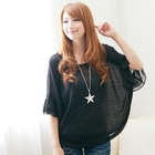 F-DNA - Chiffon Panel Elbow-Sleeve Knit Top