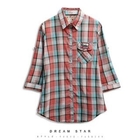 Dream Star - Half-Sleeve Plaid Blouse