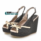 Grace Candy - Bow-Accent Dotted Wedge Sandals