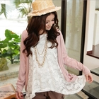 OrangeBear - 3/4-Sleeve Asymmetric-Hem Lace Top