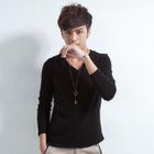 Free Shop - V-Neck Ribbed Knit Top
