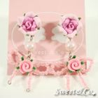 Sweet & Co. - Sweet Fuchsia Mini Beaded Ribbon Earrings