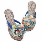 Smoothie - Rosette Accent Wedge Flip-Flops