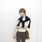 miss panda - Round-Neck Elbow-Sleeve T-Shirt