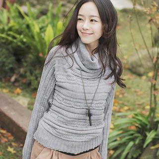 Cowl-Neck Cable-Knit Top