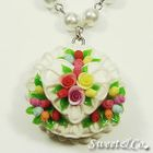 Sweet & Co. - White Double Layer Color Rose Cake Pearl Necklace