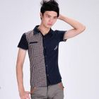 INTHING - Plaid Panel Short-Sleeve Shirt