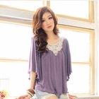 Tokyo Fashion - Lace Neckline Flutter Sleeve Top