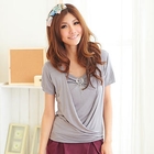 RingBear - Inset V-Neck Short-Sleeve Top