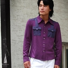 Purplow - Shoulder Patched Shirt in Purple