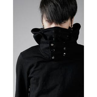 Snap-Button Funnel Collar Hooded Pullover Snap-Button Funnel Collar Hooded Pullover