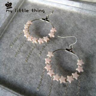 Cute Stars Circle Earrings (Pink)