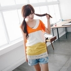 BAIMM - Color-Block V-Neck Knit Top