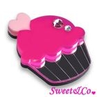 Sweet & Co. - Swarovski Crystal Silver Fuchsia Cupcake Pin